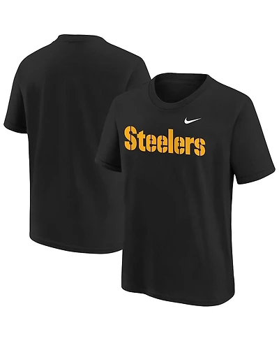 Nike Big Boys and Girls Black Pittsburgh Steelers Wordmark T-Shirt