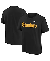 Nike Big Boys and Girls Black Pittsburgh Steelers Wordmark T-Shirt