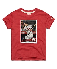 Homage Big Boys and Girls Mike Trout Red Los Angeles Angels Topps Baseball Card Tri-Blend T-Shirt