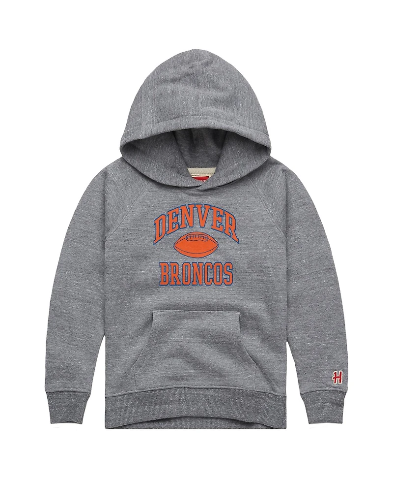 Homage Big Boys and Girls Gray Denver Broncos Gridiron Tri-Blend Hoodie