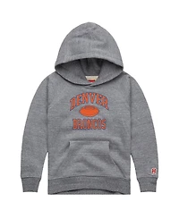 Homage Big Boys and Girls Gray Denver Broncos Gridiron Tri-Blend Hoodie