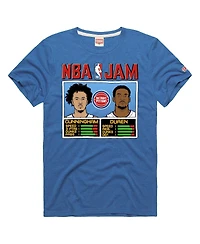 Homage Men's and Women's Jalen Duren Cade Cunningham Blue Detroit Pistons Nba Jam Tri-Blend T-Shirt