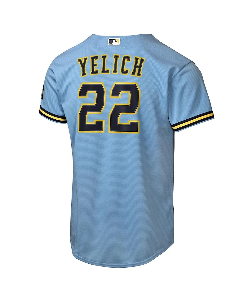 Nike Big Boys and Girls Christian Yelich Powder Blue Milwaukee Brewers Road Stadium Jersey