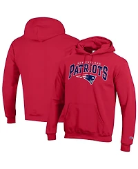 Champion Men's Red New England Patriots Powerblend Arch over Logo Hoodie