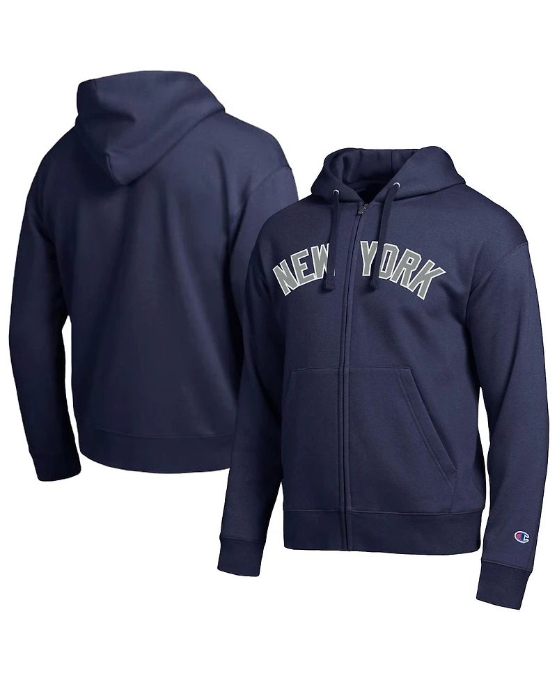 Champion Men's New York Yankees Navy All-Star Wordmark Full-Zip Hoodie