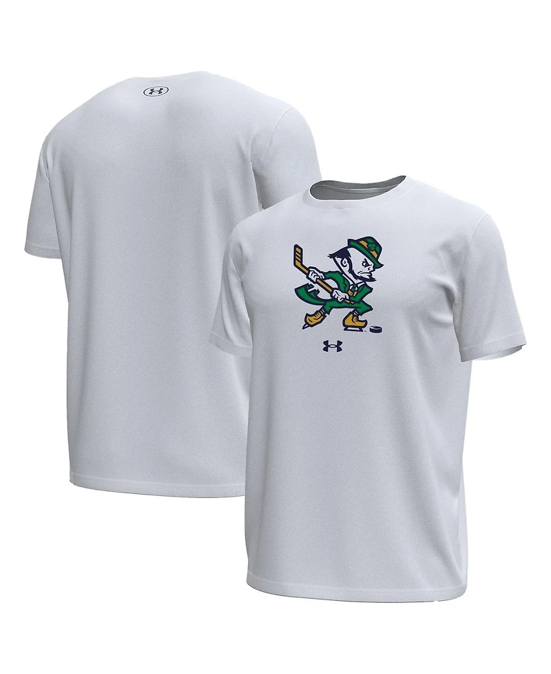 Under Armour Men's White Notre Dame Fighting Irish Hockey Leprechaun Tech Stretch T-Shirt