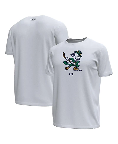 Under Armour Men's White Notre Dame Fighting Irish Hockey Leprechaun Tech Stretch T-Shirt