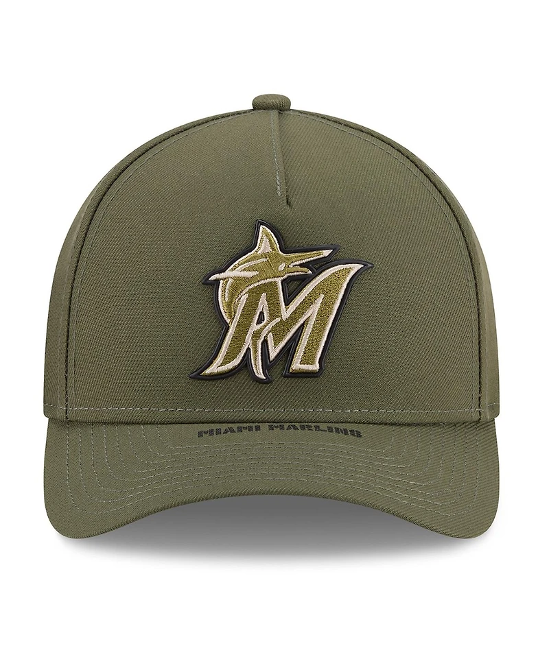 New Era Big Boys and Girls Olive Miami Marlins 2026 Armed Forces Day 9FORTY M-Crown Adjustable Hat