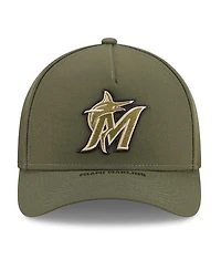 New Era Big Boys and Girls Olive Miami Marlins 2026 Armed Forces Day 9FORTY M-Crown Adjustable Hat