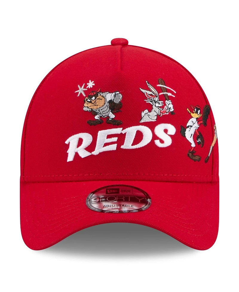 New Era Big Boys and Girls Red Cincinnati Reds Looney Tunes A-Frame 9FORTY Adjustable Hat