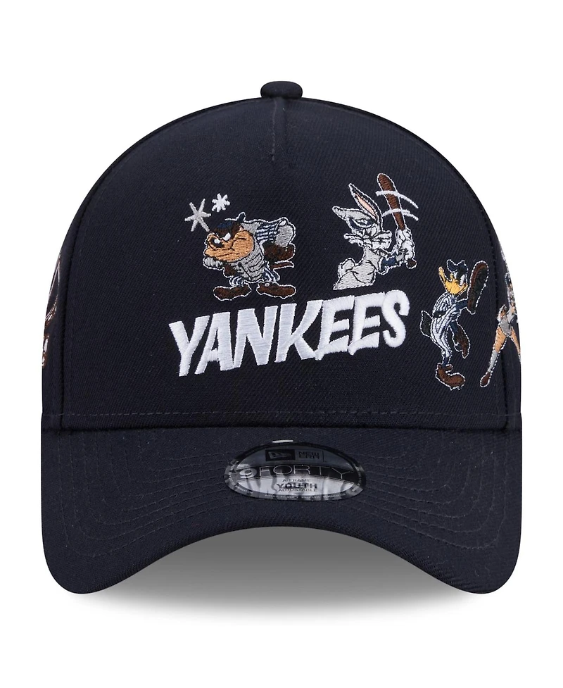 New Era Big Boys and Girls Navy New York Yankees Looney Tunes A-Frame 9FORTY Adjustable Hat