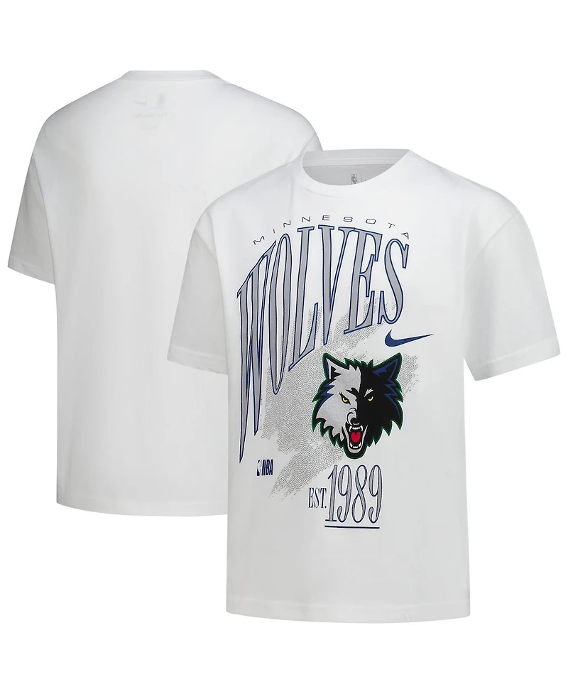 Nike Big Boys and Girls White Minnesota Timberwolves Hardwood Classics Champs Max90 T-Shirt