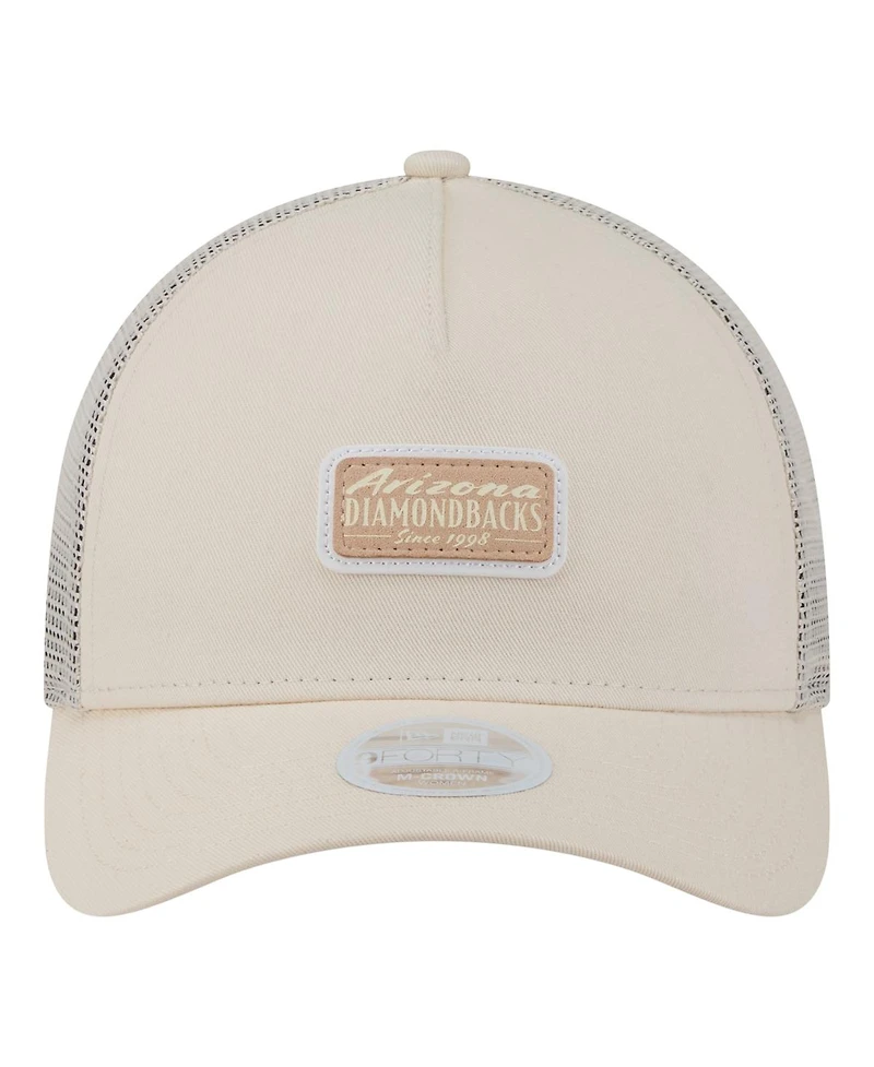 New Era Women's Light Beige Arizona Diamondbacks Tonal Patch 9FORTY M-Crown A-Frame Trucker Adjustable Hat