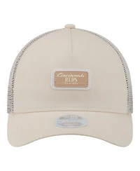 New Era Women's Light Beige Cincinnati Reds Tonal Patch 9FORTY M-Crown A-Frame Trucker Adjustable Hat