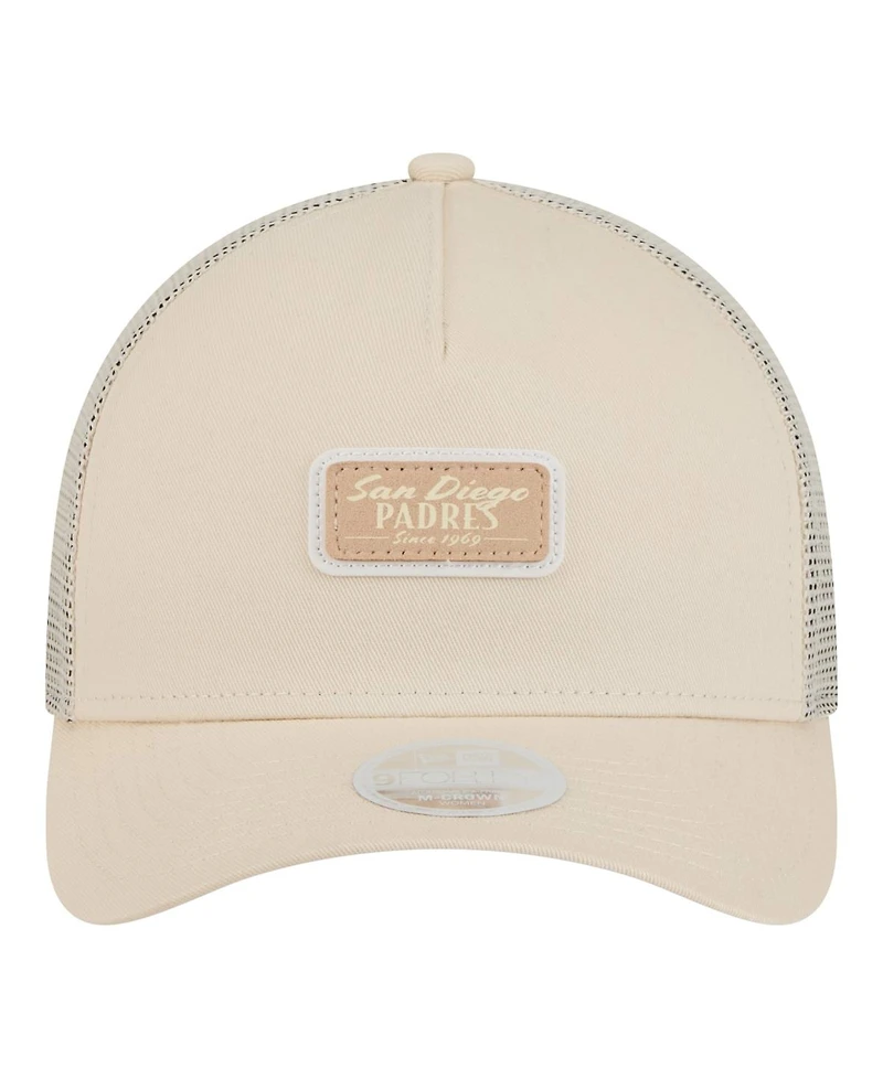 New Era Women's Light Beige San Diego Padres Tonal Patch 9FORTY M-Crown A-Frame Trucker Adjustable Hat