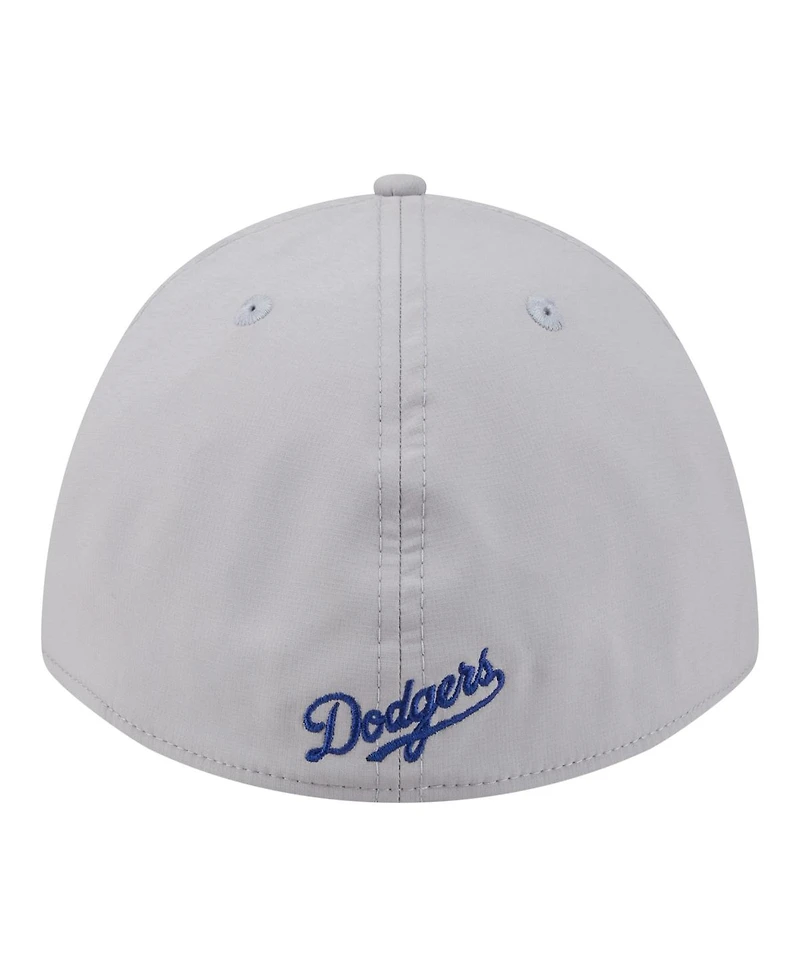 New Era Men's Gray Los Angeles Dodgers Patch 39THIRTY A-Frame M-Crown Perforated Flex Hat