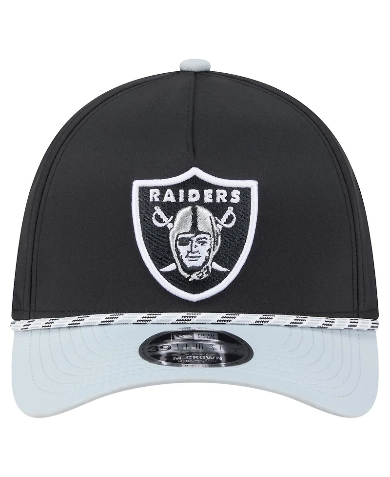 New Era Men's Black/Silver Las Vegas Raiders Rope M-Crown A-Frame 39THIRTY Flex Hat