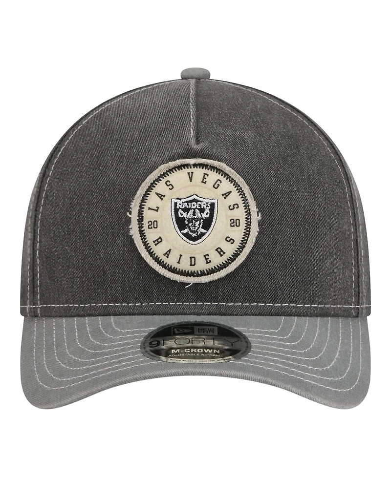 New Era Men's Black/Silver Las Vegas Raiders 9FORTY Felt A-Frame Adjustable Hat