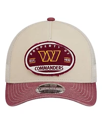 New Era Men's Natural Washington Commanders Frayed M-Crown A-Frame 9FORTY Adjustable Hat