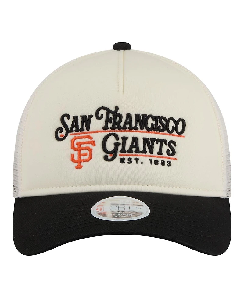 New Era Women's Light Beige/Black San Francisco Giants Retro 9FORTY M-Crown A-Frame Trucker Adjustable Hat