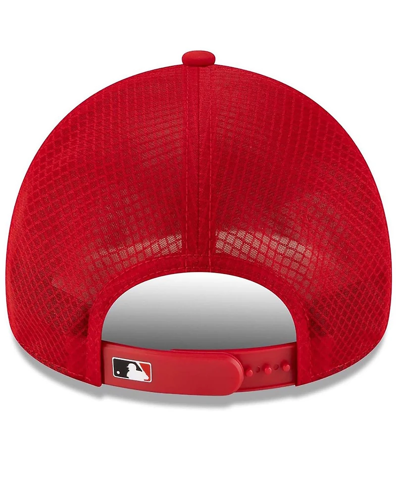New Era Men's Red Cleveland Guardians 2026 Batting Practice Apex 9FORTY Adjustable Trucker Hat