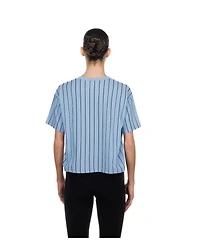 New Era Women's Light Blue Washington Nationals City Connect Throwback Meshback Pinstripe Boxy T-Shirt