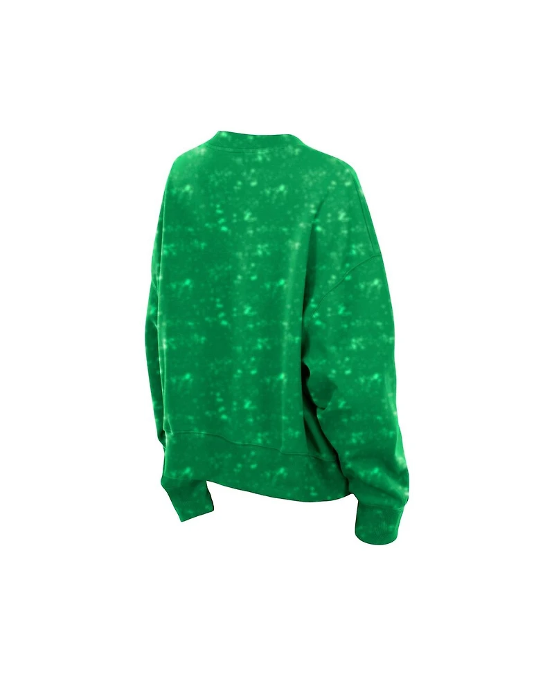 New Era Women's Kelly Green Boston Celtics Throwback Collection Mineral Wash Crewneck Sweatshirt