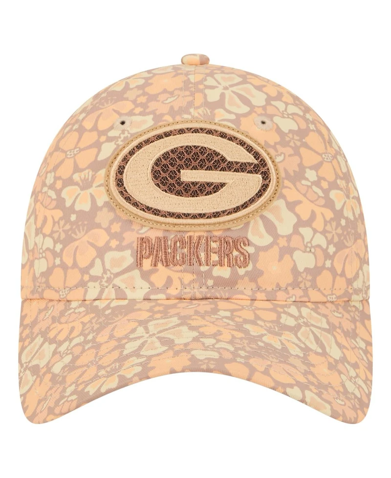 New Era Women's Tan Green Bay Packers Floral 9TWENTY Adjustable Hat