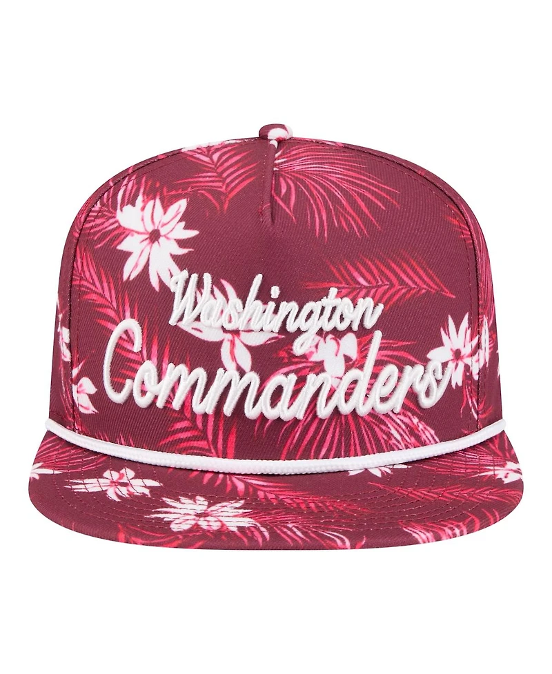 New Era Men's Burgundy Washington Commanders Palm Print A-Frame 9FIFTY Snapback Hat
