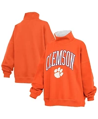 Pressbox Women's Orange Clemson Tigers Oversized Mock Neck Sweatshirt