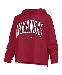 Pressbox Women's Cardinal Arkansas Razorbacks Nelson Arch Over Logo Long Sleeve Hooded Slub T-Shirt