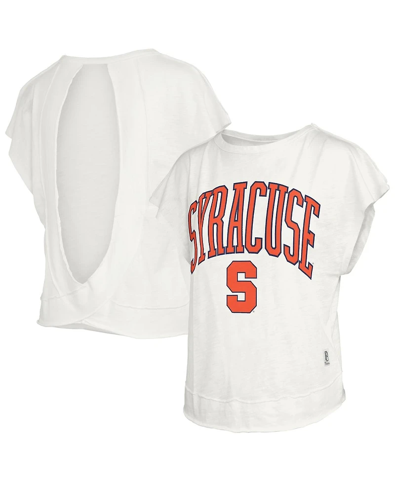 Pressbox Women's Cream Syracuse Orange Nelson Movement Open Back Slub T-Shirt