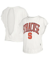 Pressbox Women's Cream Syracuse Orange Nelson Movement Open Back Slub T-Shirt
