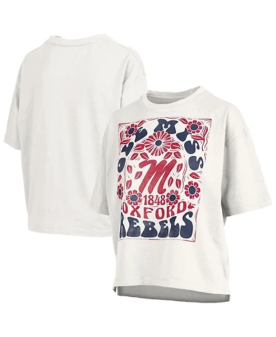 Pressbox Women's White Ole Miss Rebels Harmony Oversized Slub T-Shirt
