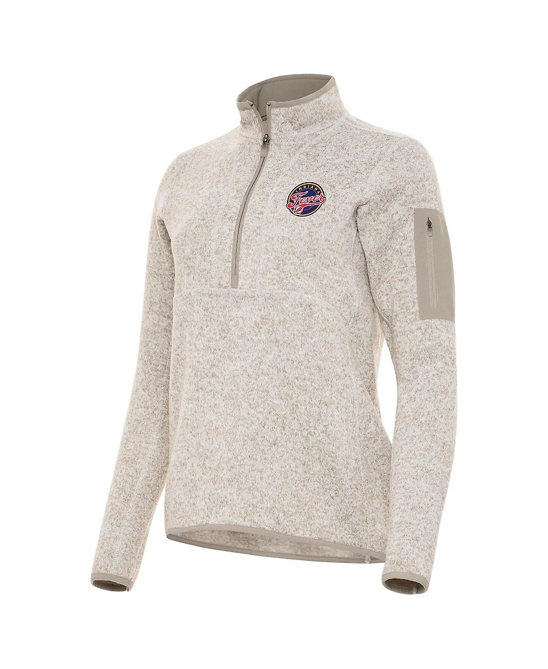 Antigua Women's Oatmeal Indiana Fever Fortune Half-Zip Pullover Jacket