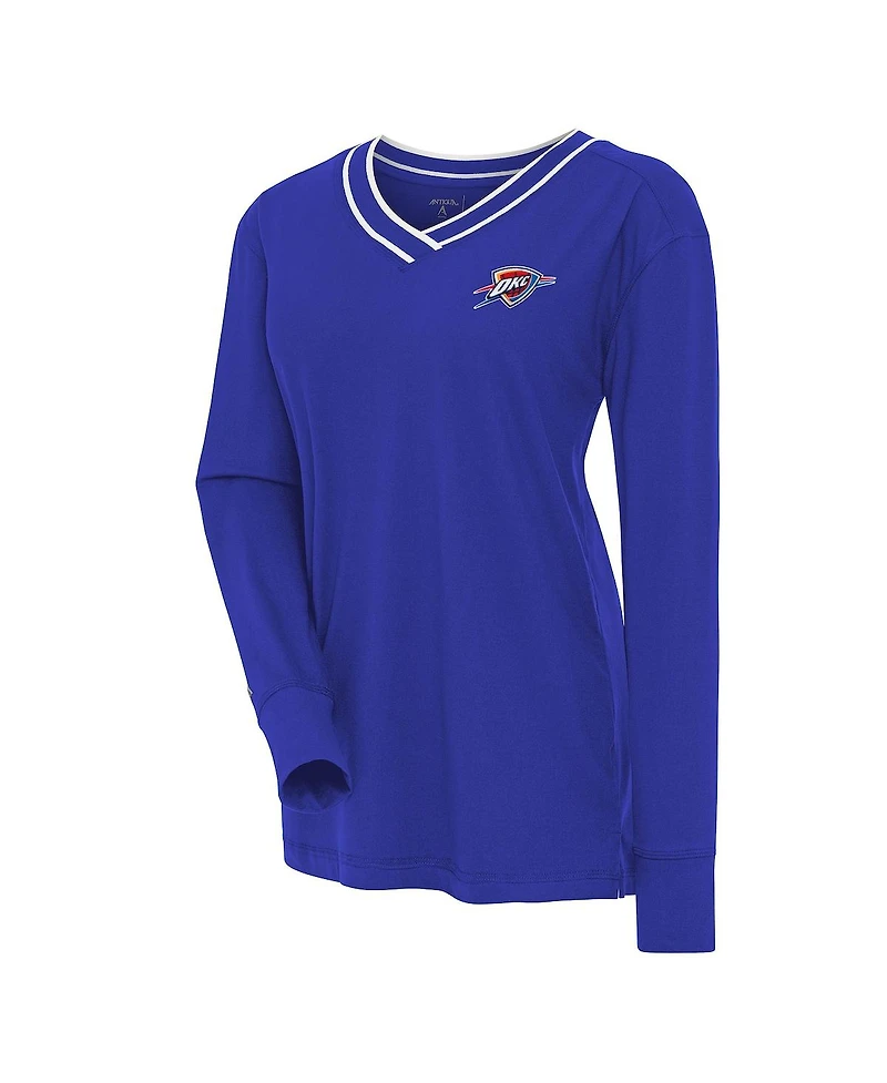 Antigua Women's Blue Oklahoma City Thunder Symbolic Long Sleeve V-Neck Top