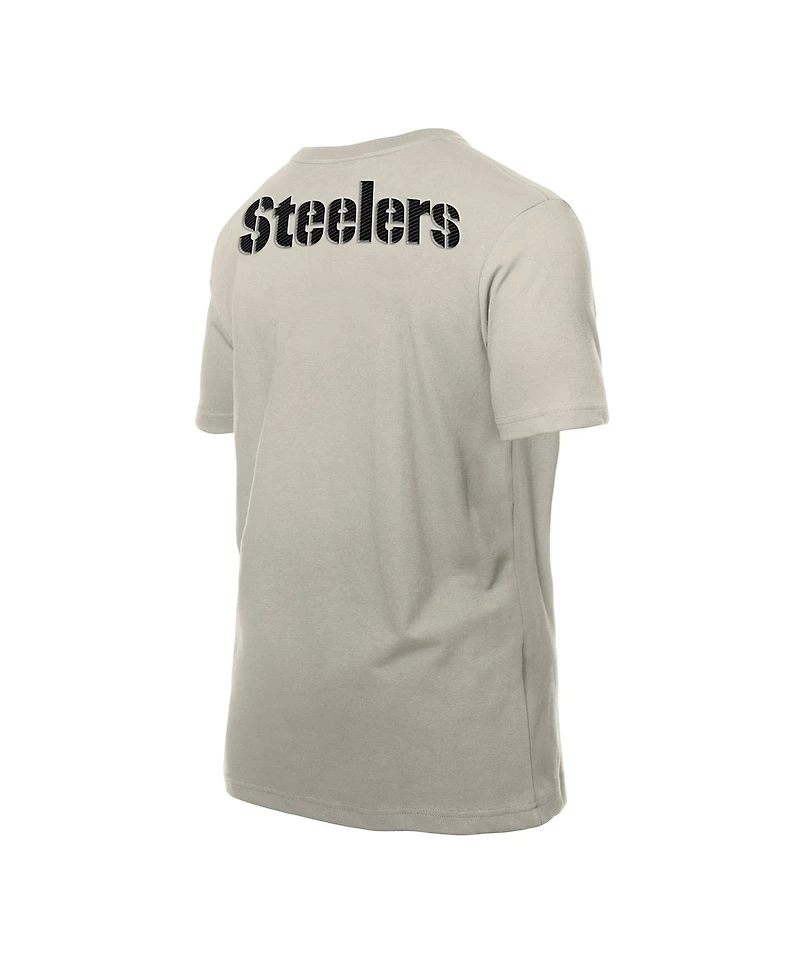 New Era Men's Light Beige Pittsburgh Steelers Multi Patch T-Shirt
