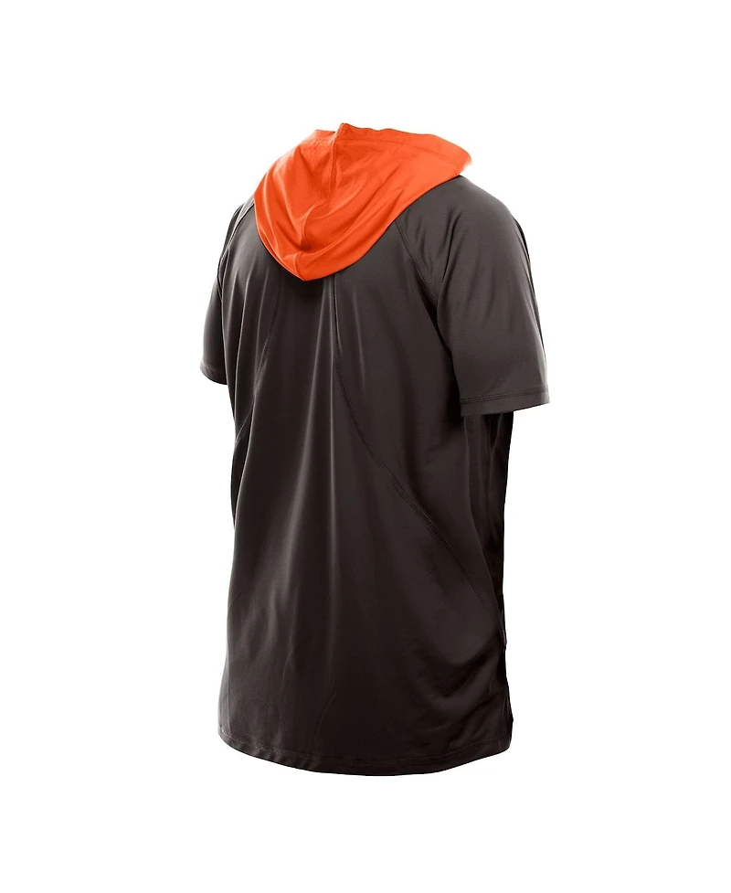 New Era Men's Brown Cleveland Browns Combine Authentic Hooded Raglan Short-Sleeve T-Shirt