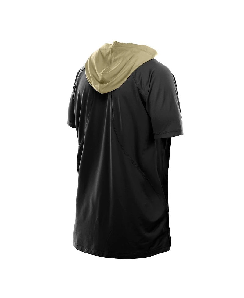 New Era Men's Black Orleans Saints Combine Authentic Hooded Raglan Short-Sleeve T-Shirt