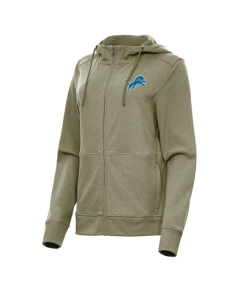 Antigua Women's Heather Olive Detroit Lions Seeker Full-Zip Hoodie Jacket