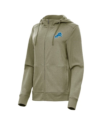 Antigua Women's Heather Olive Detroit Lions Seeker Full-Zip Hoodie Jacket