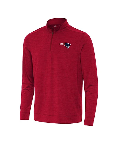 Antigua Men's Heather Red New England Patriots Bright Quarter-Zip Top