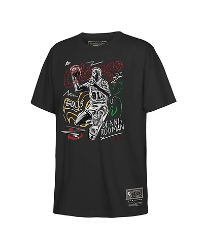 Mitchell & Ness Big Boys and Girls Dennis Rodman Black Chicago Bulls Chalked Up T-Shirt