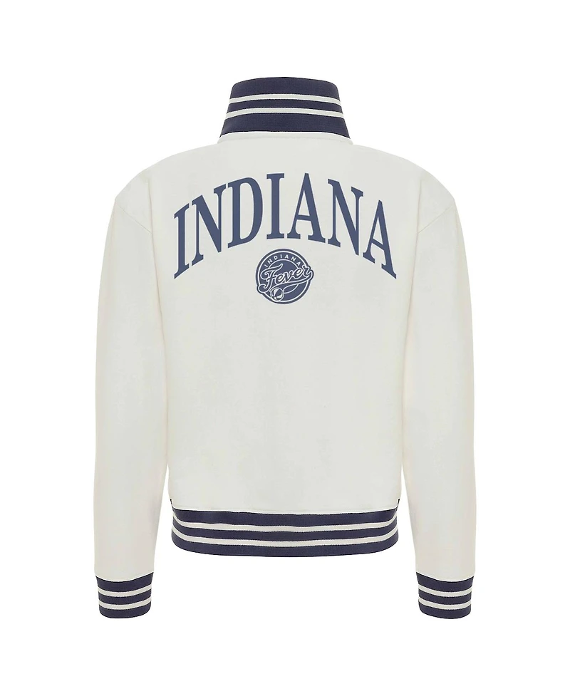 Sportiqe Women's Cream Indiana Fever Athletic Club Collection Sutton French Terry Full-Zip Jacket