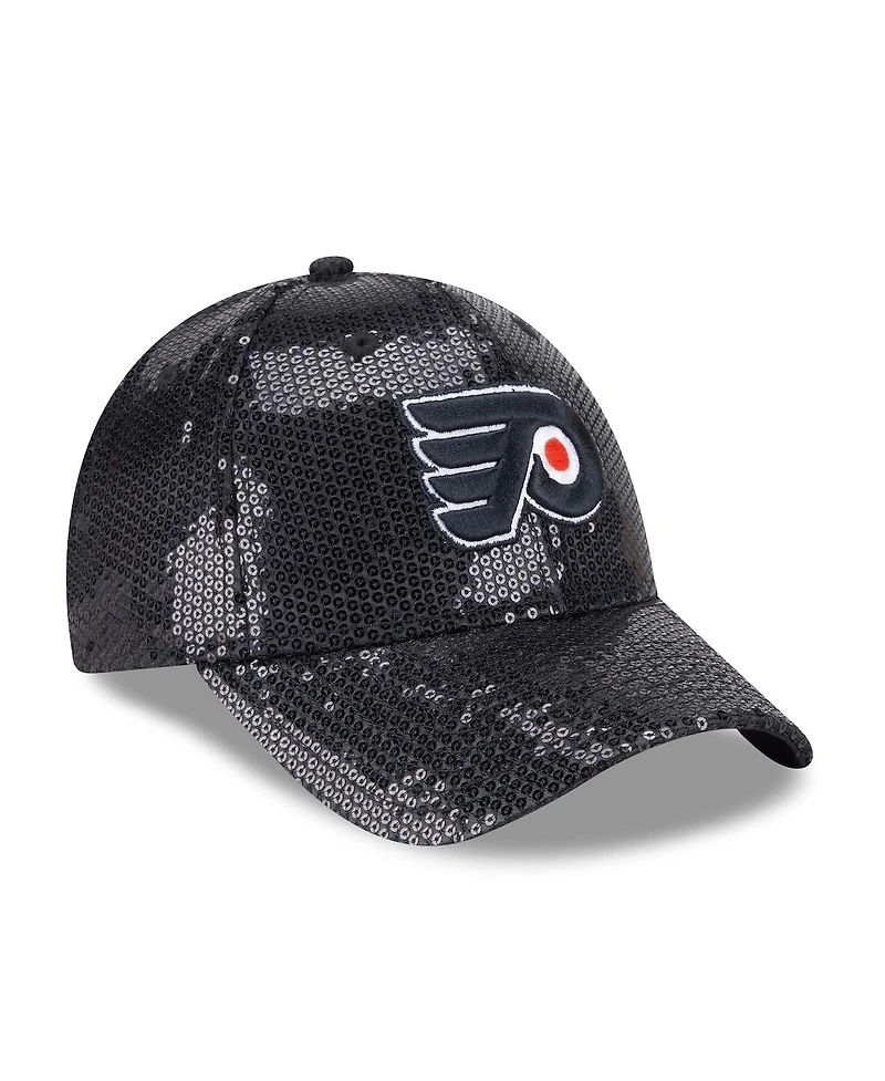 New Era Women's Black Philadelphia Flyers Sequin 9FORTY Adjustable Hat