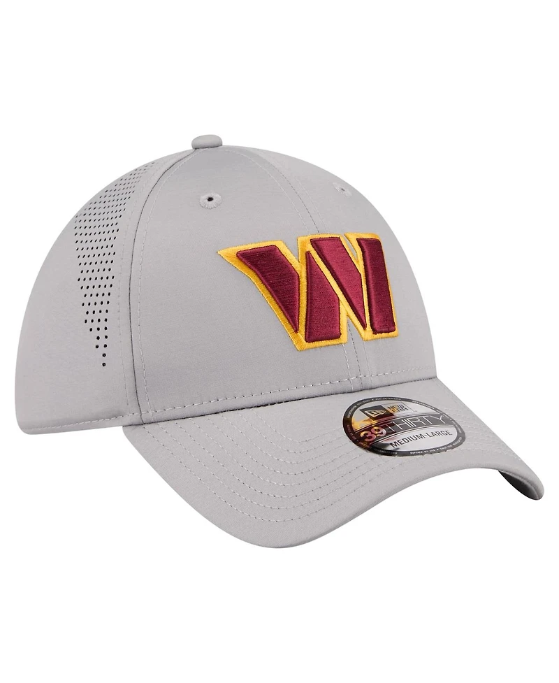 New Era Men's Gray Washington Commanders Perforated 39THIRTY Flex Hat