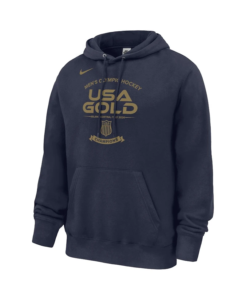 Nike Men's Navy Usa Hockey 2026 Winter Gold Medal Roster Club Fleece Hoodie