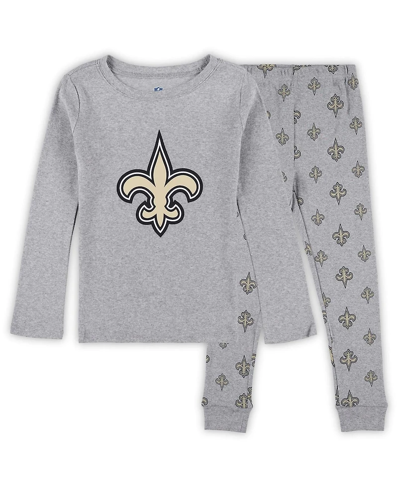 Outerstuff Preschool Heather Gray New Orleans Saints Long Sleeve T-Shirt and Pants Sleep Set