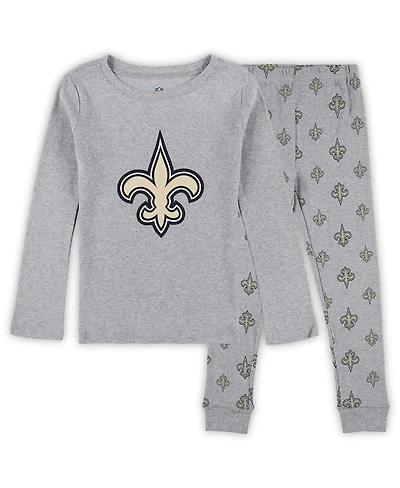 Outerstuff Preschool Heather Gray New Orleans Saints Long Sleeve T-Shirt and Pants Sleep Set