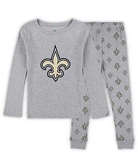 Outerstuff Preschool Heather Gray New Orleans Saints Long Sleeve T-Shirt and Pants Sleep Set